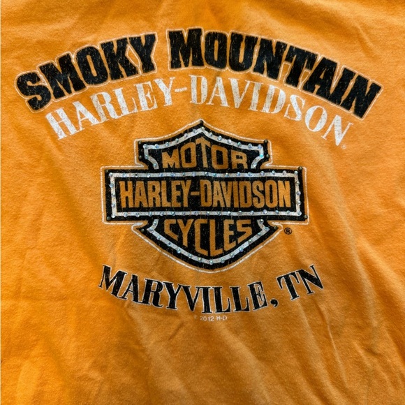Harley Davidson Orange Smokey Mountain bedazzled Short Sleeve Tee size Medium - Picture 2 of 6